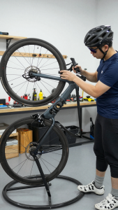 Mechanic working on a customers Cycle